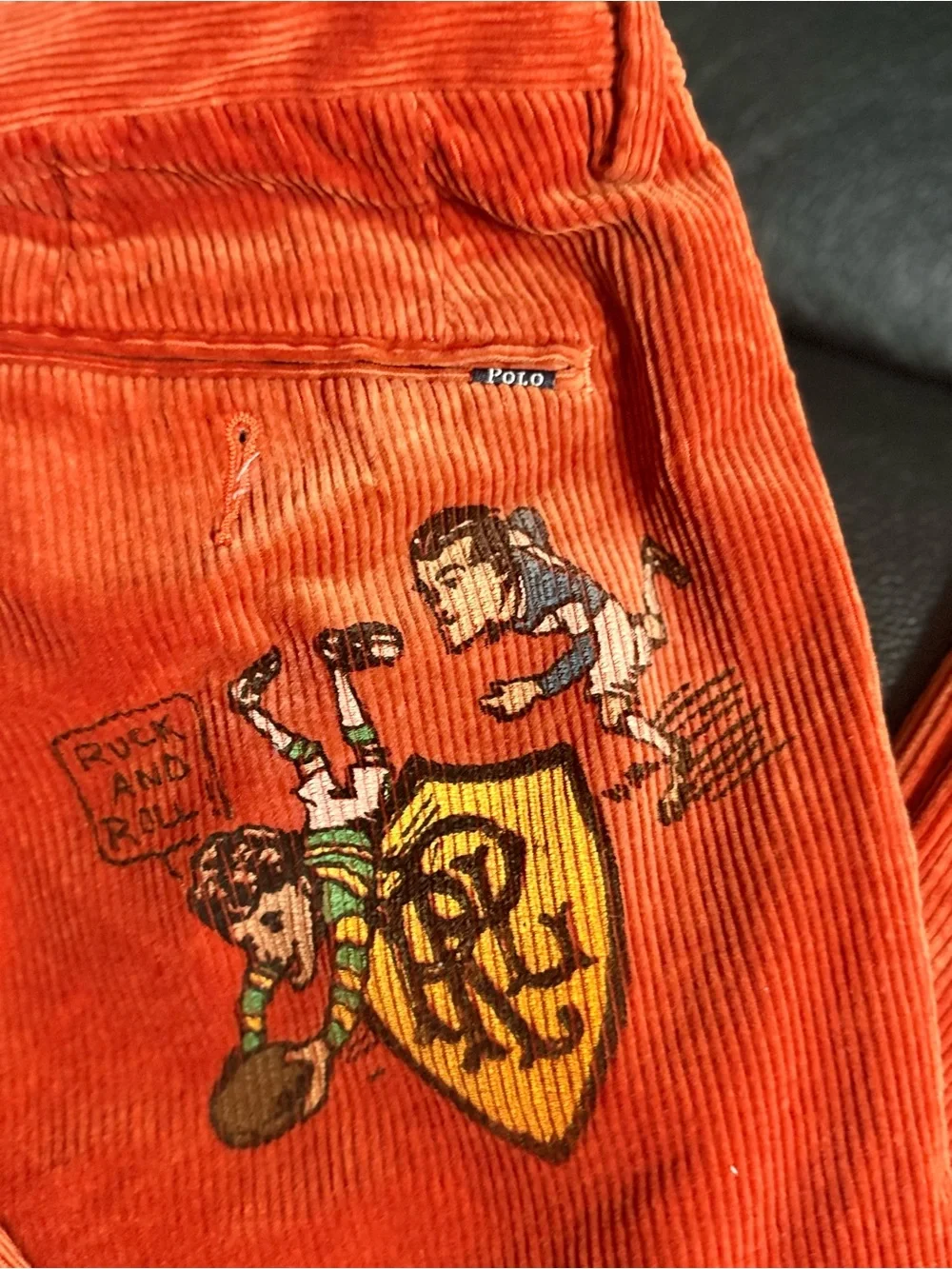 Polo by Ralph Lauren Red Corduroy Jeans with Sports Graphic